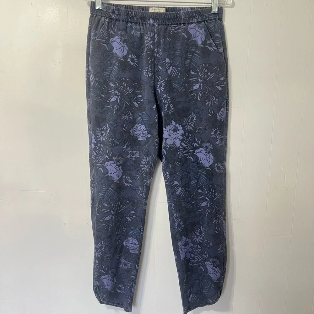 Marine Layer Re-Spun Allison Blue Floral Tropical Botanical Pull On Pants Size S